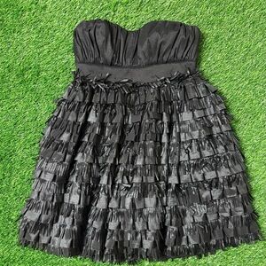 Gianni Bini Strapless Black Ruffle Dress